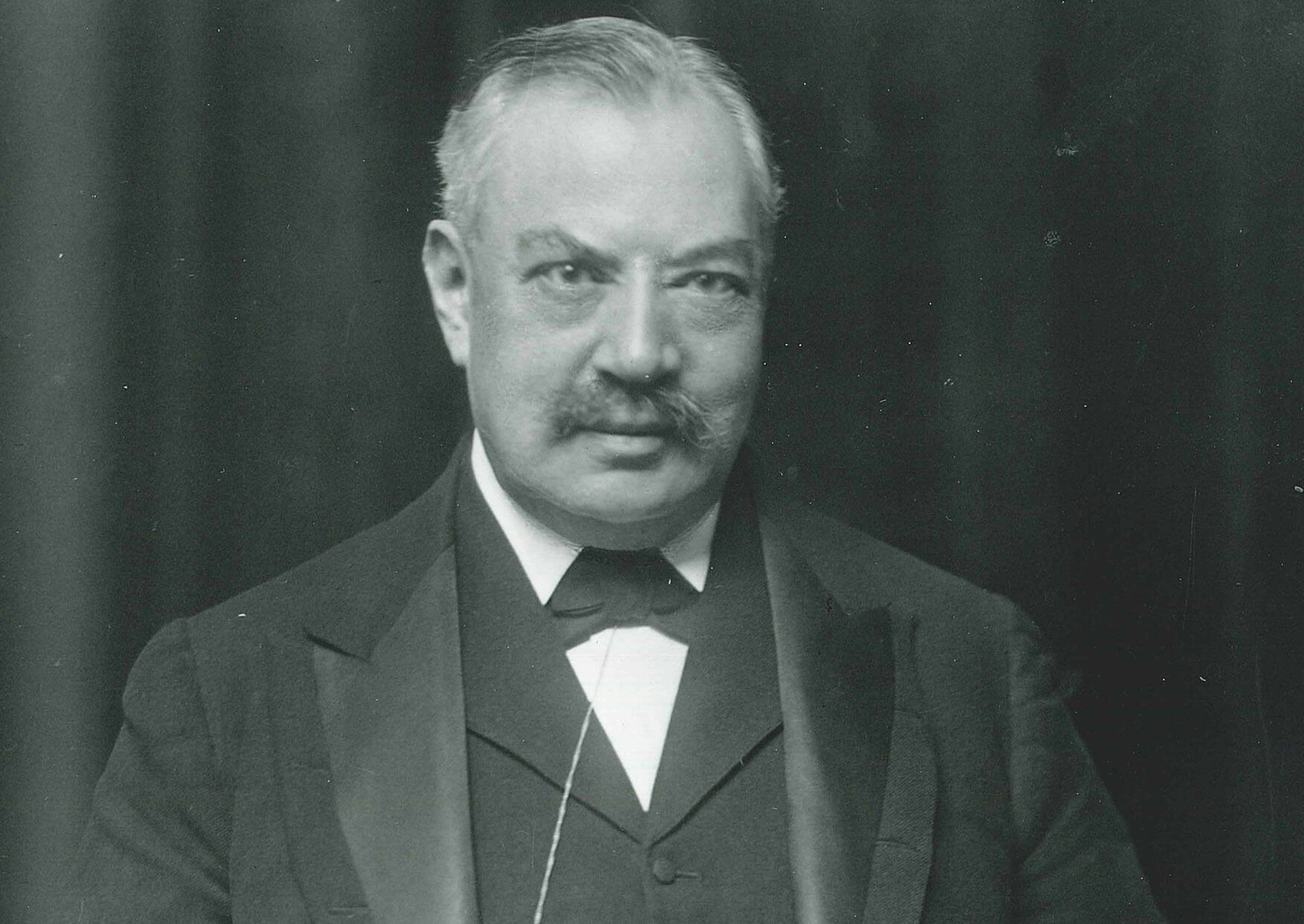 Black and white photograph of Marcus Samuel, founder of Shell