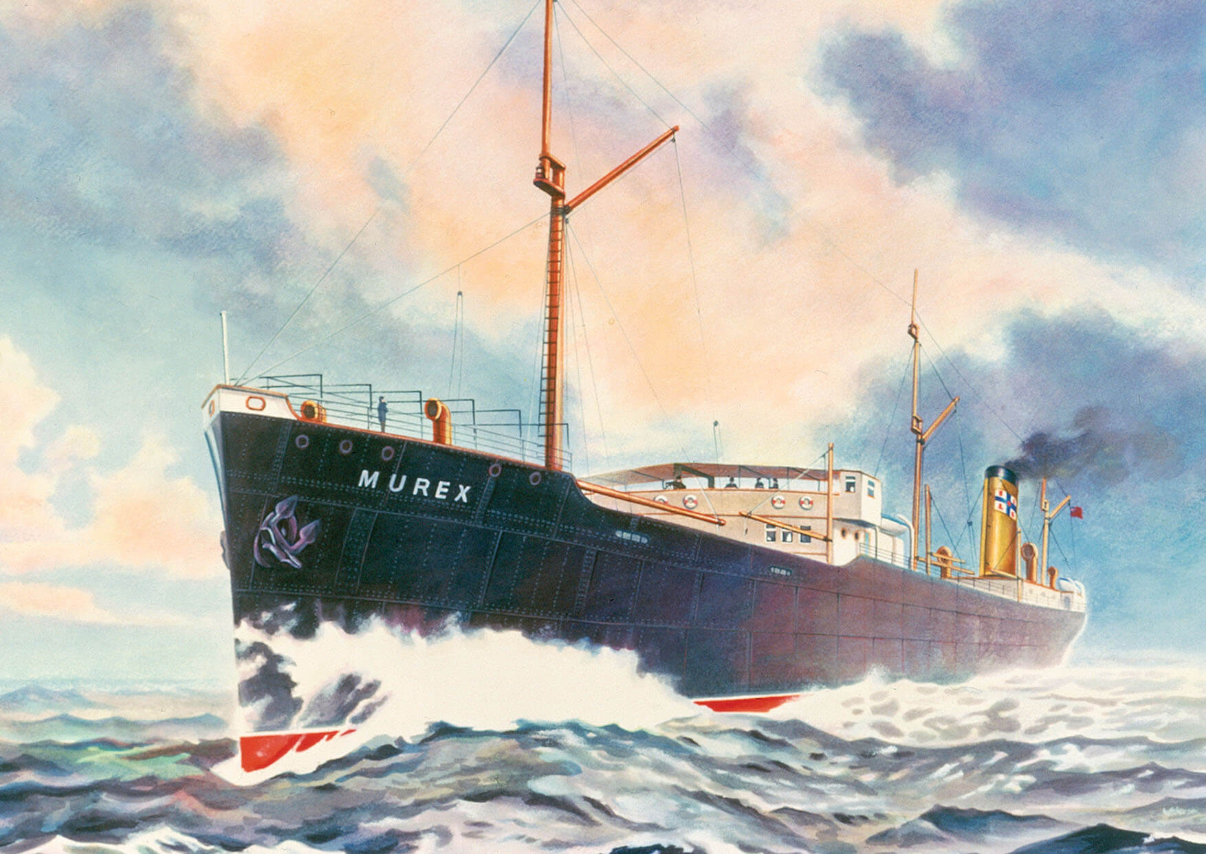 Artistic representation of The Murex a steam powered ship
